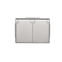 Gniazdo podwójne Schuko n/t bryzgoszczelne IP44 16A, 250V, zaciski śrubowe, srebrny mat EGSZ2NZB/43 | EGSZ2NZB/43 Kontakt Simon