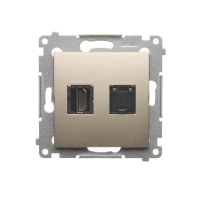 Gniazdo HDMI + RJ45 kat.6. (moduł), złoty mat DGHRJ45.01/44 Simon 54 | DGHRJ45.01/44 Kontakt Simon