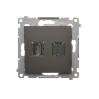 Gniazdo HDMI + RJ45 kat.6. (moduł), brąz mat DGHRJ45.01/46 Simon 54 | DGHRJ45.01/46 Kontakt Simon