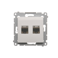 Gniazdo komputerowe podwójne RJ45 kat. 6, ekr. z osłoną przeciwkurzową, biały D62E.01/11 Simon 54 | D62E.01/11 Kontakt Simon