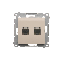 Gniazdo komputerowe podwójne RJ45 kat. 6, ekr. z osłoną przeciwkurzową, krem D62E.01/41 Simon 54 | D62E.01/41 Kontakt Simon