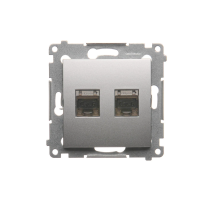 Gniazdo komputerowe podwójne RJ45 kat. 6, ekr. z osłoną przeciwkurzową, srebrny D62E.01/43 Simon 54 | D62E.01/43 Kontakt Simon