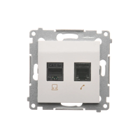 Gniazdo komputerowe RJ45 kategoria 5e + telefoniczne RJ12, biały D5T.01/11 Simon 54 | D5T.01/11 Kontakt Simon