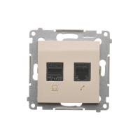 Gniazdo komputerowe RJ45 kategoria 5e + telefoniczne RJ12, krem D5T.01/41 Simon 54 | D5T.01/41 Kontakt Simon