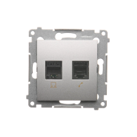 Gniazdo komputerowe RJ45 kategoria 5e + telefoniczne RJ12, srebrny mat D5T.01/43 Simon 54 | D5T.01/43 Kontakt Simon
