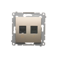 Gniazdo komputerowe RJ45 kategoria 5e + telefoniczne RJ12, złoty mat D5T.01/44 Simon 54 | D5T.01/44 Kontakt Simon