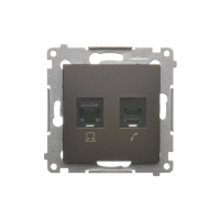Gniazdo komputerowe RJ45 kategoria 5e + telefoniczne RJ12 (moduł) brąz mat D5T.01/46 Simon 54 | D5T.01/46 Kontakt Simon