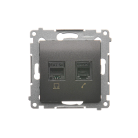Gniazdo komputerowe RJ45 kategoria 5e + telefoniczne RJ12, antracyt D5T.01/48 Simon 54 | D5T.01/48 Kontakt Simon