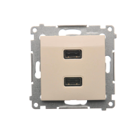 Ładowarka 2xUSB (moduł), 2.1 A, 5V DC, 230V, kremowy DC2USB.01/41 Simon 54 | DC2USB.01/41 Kontakt Simon