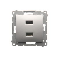 Ładowarka 2xUSB (moduł), 2,1 A, 5VDC, 230V, srebrny mat DC2USB.01/43 Simon 54 | DC2USB.01/43 Kontakt Simon