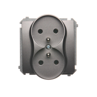 Gniazdo wtyczkowe podwójne z/u, 16A, zaciski śrubowe, stal inox BMGZ2M.01/21 Simon Basic | BMGZ2M.01/21 Kontakt Simon