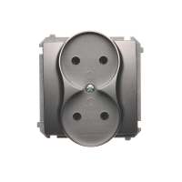 Gniazdo wtyczkowe podwójne b/u (moduł), 16A, zaciski śrubowe, stal inox BMG2M.01/21 Simon Basic | BMG2M.01/21 Kontakt Simon