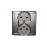 Gniazdo wtyczkowe podwójne z/u kompletne 16A, 250V, zaciski śrubowe, stal inox BMGZ2/21 Simon Basic | BMGZ2/21 Kontakt Simon