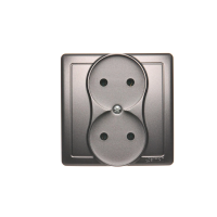 Gniazdo wtyczkowe podwójne b/u kompletne 16A, 250V, zaciski śrubowe, stal inox BMG2/21 Simon Basic | BMG2/21 Kontakt Simon