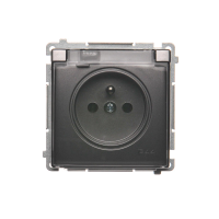 Gniazdo wtyczkowe z/u, IP44 16A, zac. śrubowe, klapka transp., stal inox BMGZ1B.01/21A Simon Basic | BMGZ1B.01/21A Kontakt Simon