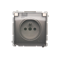 Gniazdo wtyczkowe z/u z przesłoną, IP44, 16A, klapka transp., satyna BMGZ1BZ.01/29A Simon Basic | BMGZ1BZ.01/29A Kontakt Simon