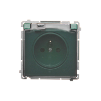 Gniazdo wtyczkowe z/u z przesłoną, IP44, 16A, klapka transp., zielone BMGZ1BZ.01/33A Simon Basic | BMGZ1BZ.01/33A Kontakt Simon