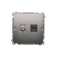 Gniazdo antenowe typu "F" + RJ45 kat.6 (moduł), stal inox BMAFRJ45.01/21 Simon Basic | BMAFRJ45.01/21 Kontakt Simon