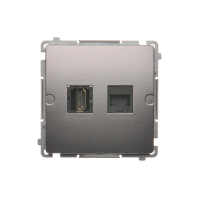 Gniazdo HDMI + RJ45 kat.6. (moduł), stal inox BMGHRJ45.01/21 Simon Basic | BMGHRJ45.01/21 Kontakt Simon