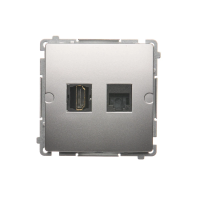 Gniazdo HDMI + RJ45 kat.6. (moduł), srebrny mat BMGHRJ45.01/43 Simon Basic | BMGHRJ45.01/43 Kontakt Simon