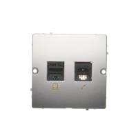Gniazdo komputerowe RJ45 kat.5e + telefoniczne RJ11 (moduł), srebrny mat BMF5T.02/43 Simon Basic | BMF5T.02/43 Kontakt Simon