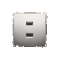 Ładowarka 2 x USB (moduł), 2.1 A, 5V DC, 230V, srebrny mat BMC2USB.01/43 Simon Basic | BMC2USB.01/43 Kontakt Simon