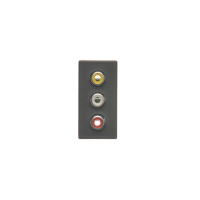 Płytka K45/2 złącz 3xRCA (CINCH) 22,5x45mm + wkłady, czarny, Simon Connect | K105B/14 Kontakt Simon
