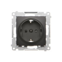 Gniazdo Schuko z przesłonami (moduł) 16A, 250V~, zaciski śrubowe, czarny mat, Simon 54 | DGSz1Z.01/49 Kontakt Simon