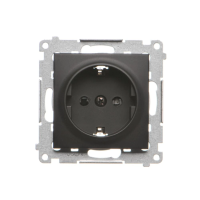 Gniazdo Schuko z przesłonami (moduł) 16A, 250V~, szybkozłącza, czarny mat, Simon 54 | DGSz1CZ.01/49 Kontakt Simon