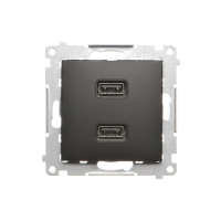Ładowarka 2xUSB (moduł), 2.1 A, 5V DC, 230V, czarny mat, Simon 54 | DC2USB.01/49 Kontakt Simon