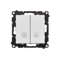 Łącznik krzyżowy podwójny z podświetleniem (moduł) 10 AX, 250V, szybkozłącza, Aluminium mat Simon 55 | TW7/2L2.01/143 Kontakt Simon