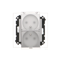 Gniazdo wtyczkowe podwójne IP44 z uszcz (moduł) 16A 250V szybkozł Kl transp Aluminium mat Simon 55 | TGZ2BMCZ.01/143A Kontakt Simon