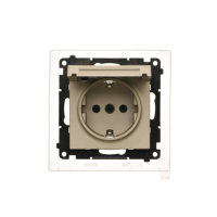 Gniazdo Schuko IP44 z przesłon z uszczelką ramki (moduł) 16A 250V, szybkozł. Szampański mat Simon 55 | TGSZ1BCZ.01/144 Kontakt Simon