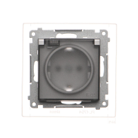Gniazdo Schuko IP44 z przesł z uszcz ramki moduł 16A 250V szybkozł Kl transp Aluminium mat Simon 55 | TGSZ1BCZ.01/143A Kontakt Simon