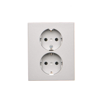 Gniazdo Schuko z przesłonami podwójne 16 A, 250 V~, zaciski śrubowe, Aluminium mat Simon 55 | TGSZ2PZFAR/143 Kontakt Simon