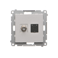 Gniazdo antenowe typu „F” + RJ45 kat.6 (moduł), Aluminium mat Simon 55 | TASFRJ45.01/143 Kontakt Simon