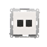 Gniazdo komputer podwójne RJ45 kat. 6, z przesł przeciwkurzową (moduł), Biały mat Simon 55 | T62.01/111 Kontakt Simon