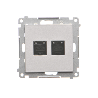 Gniazdo komputer podwójne RJ45 kat. 6, z przesł przeciwkurzową (moduł), Aluminium mat Simon 55 | T62.01/143 Kontakt Simon