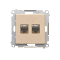 Gniazdo komp podwójne RJ45 kat. 6, ekranowane z przesł przeciwkurz (moduł), Szampański mat Simon 55 | T62E.01/144 Kontakt Simon