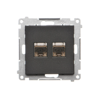 Gniazdo komputer podwójne RJ45 kat. 6, ekranowane z przesł przeciwkurz (moduł), Czarny mat Simon 55 | T62E.01/149 Kontakt Simon