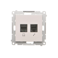 Gniazdo komputerowe RJ45 kategoria 5e + telefoniczne RJ12 (moduł), Jasnoszary mat Simon 55 | T5F.01/114 Kontakt Simon