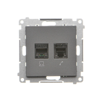 Gniazdo komputerowe RJ45 kategoria 5e + telefoniczne RJ12 (moduł), Grafitowy mat Simon 55 | T5F.01/116 Kontakt Simon
