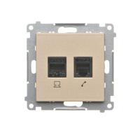 Gniazdo komputerowe RJ45 kategoria 5e + telefoniczne RJ12 (moduł), Szampański mat Simon 55 | T5F.01/144 Kontakt Simon