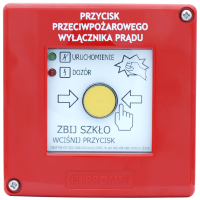 Przycisk przeciwpożarowego wyłacznika prądu PPWP-B bez młoteczka 2xLED zielona/czerwona | W0-PPWP-B D1/2K XY ZC Promet