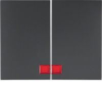 Klawisze z czerwoną soczewką do łącznika 2-klawiszowego, antracyt mat, lakierowany, K.1 | 14377006 Hager