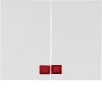 Klawisze z czerwoną soczewką do łącznika 2-klawiszowego, biały, K.1 | 14377009 Hager