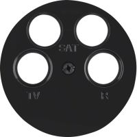 Płytka czołowa do gniazda antenowego 4-wyjściowego, czarny, połysk, R.1/R.3 | 14842045 Hager