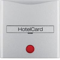 Nasadka z nadrukiem i czerwoną soczewką do łącznika na kartę hotelową, alu mat, lakierowany | 16401404 Hager