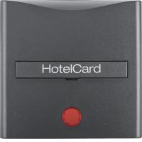 Nasadka z nadrukiem i czerwoną soczewką do łącznika na kartę hotelową, antracyt, mat, B.x | 16401606 Hager