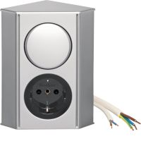 Łącznik i gniazdo Schuko, chrom mat, lakierowany, Twin-Box | 194813 Hager